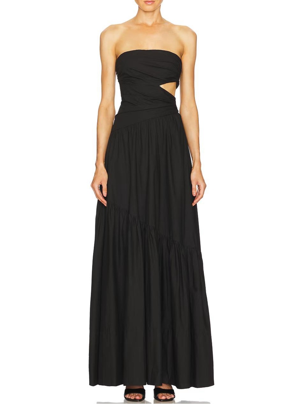 NWT A.L.C. Lark Black Strapless Cutout Cotton Poplin Maxi Dress Size 8